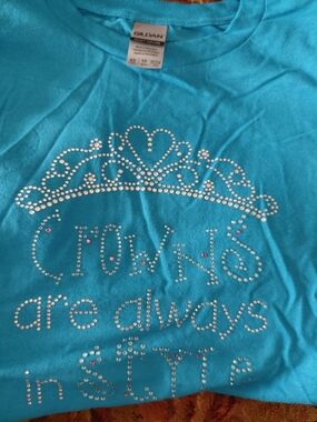 Gildan Turquoise Kids Rhinestone Princess Tee